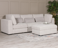 Aurori 3 Seater Sofa with Storage Ottoman Set - Light Grey
