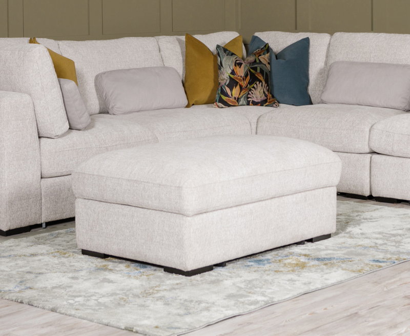 Aurori 3 Seater Sofa with Storage Ottoman Set- Light Grey