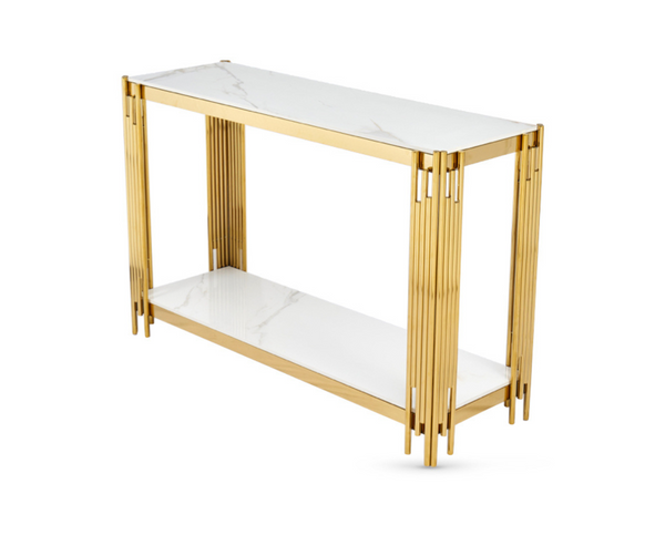 Beluzze Sintered Stone Console Table - Gold