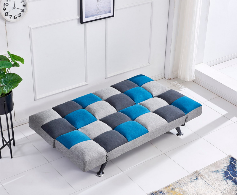 Boston Double Semi Reclined Sofabed - Teal | Grey Patchwork