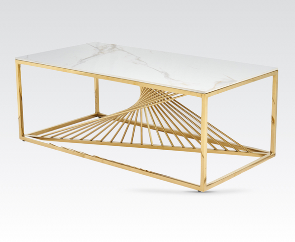 Callie Sintered Stone Coffee Table - Gold
