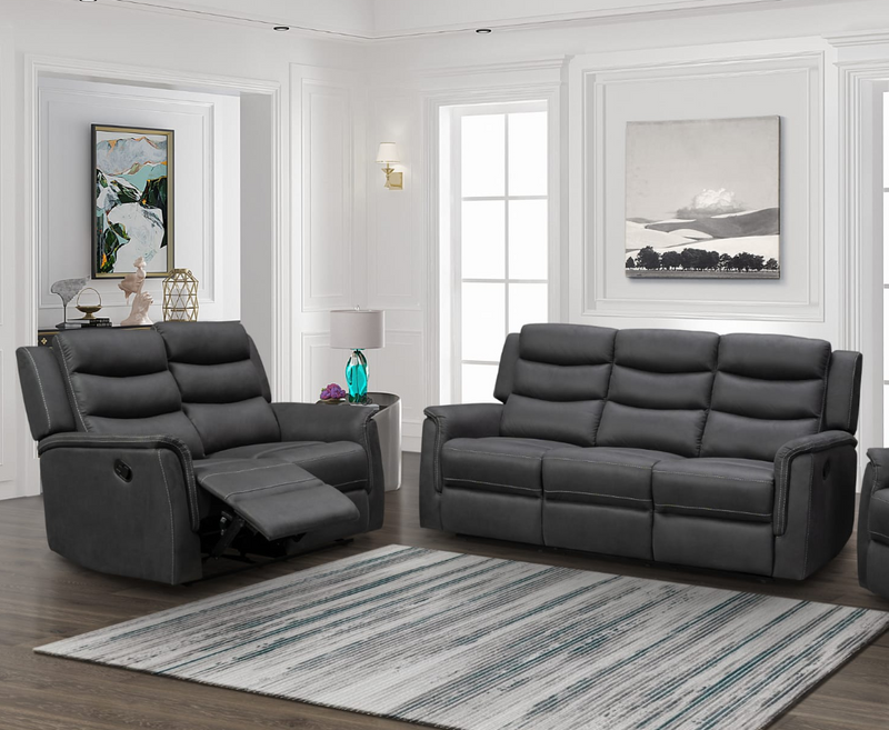 Kurt 2 Seater Reclining Sofa - Dark Grey