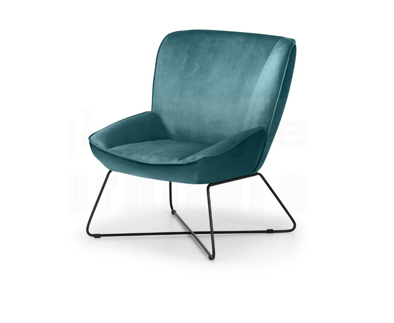 Maris Velvet Accent Chair With Stool - Teal