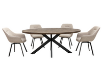 Samara 1.8m Oval Dining with 4 Baker Chairs set - Dark Oak