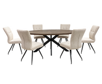 Samara 1.8m Oval Dining with 6 Daisy Chairs set - Dark Oak