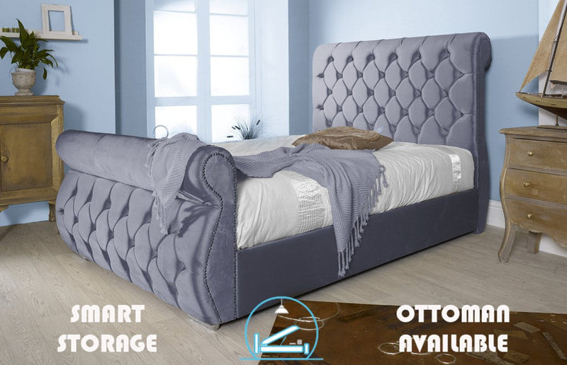 Chester 4ft 6 Ottoman Bed Frame- Velvet Blue