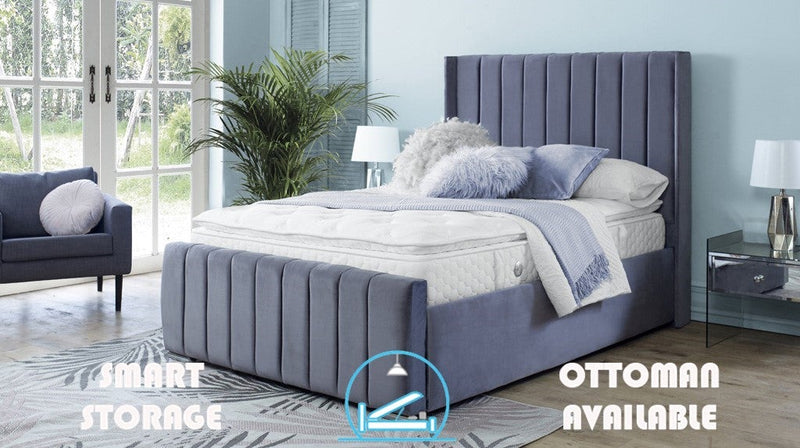 Topaz 5ft Ottoman Bed Frame- Velvet Blue