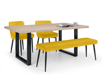 Bently Dining Table with 1 Cruz Low Benches and 2 Cruz Chairs - Mustard