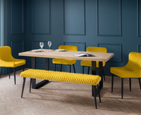 Bently Dining Table with 1 Cruz Low Benches and 4 Cruz Chairs - Mustard