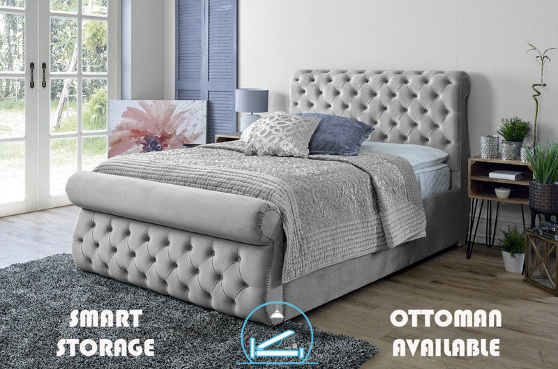 Alicante 3ft Single Ottoman Bed Frame- Velvet Beige
