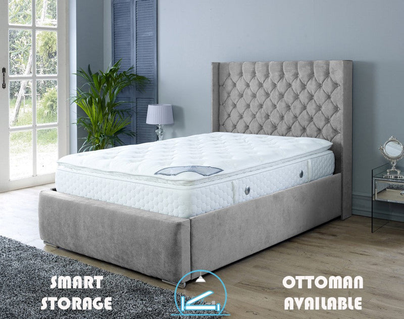 Rose 4ft 6 Ottoman Bed Frame- Velvet Blue