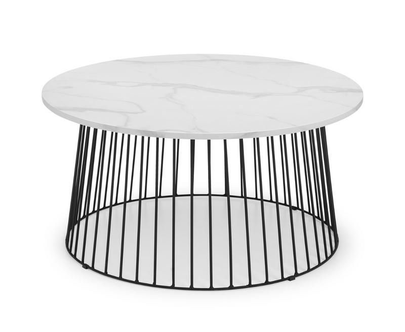 Jessi Round Wire Coffee Table - White Marble