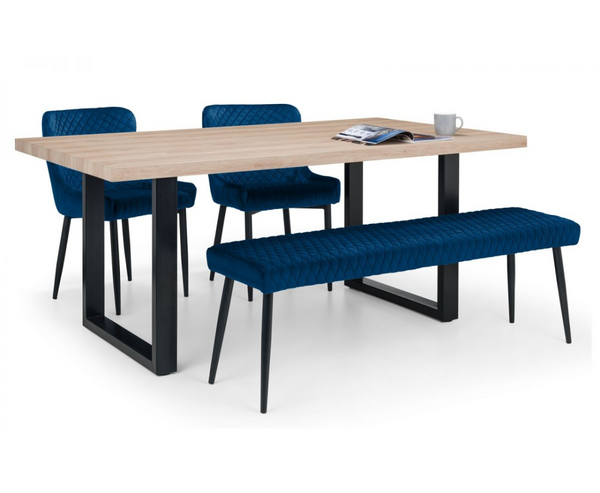 Bently Dining Table with 1 Cruz Low Benches and 2 Cruz Chairs - Navy
