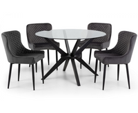 Hayu Round Dining Table with 4PC Cruz Dining Chair - Grey