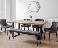 Bently Dining Table with 1 Cruz Low Benches and 4 Cruz Chairs - Grey