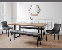 Bently Dining Table with 2 Cruz Low Benches and 2 Cruz Chairs - Grey