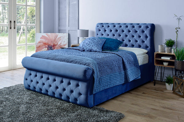 Alicante 3ft Single Bed Frame- Velvet Blue