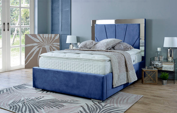 Aurora 5ft Kingsize Ottoman Bed Frame- Velvet Blue