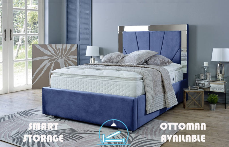 Aurora 3ft Single Ottoman Bed Frame- Velvet Blue