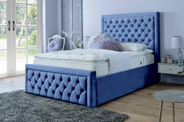 Lewis 6ft Superking Ottoman Bed Frame- Velvet Blue