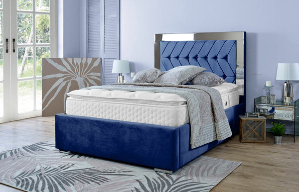 Parie 6ft Superking Bed Frame- Velvet Blue