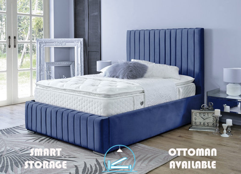 Turin 4ft Ottoman Bed Frame- Velvet Blue
