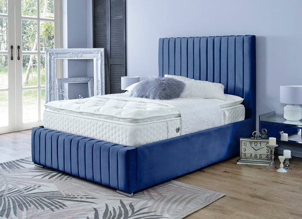 Turin 4ft Ottoman Bed Frame- Velvet Blue