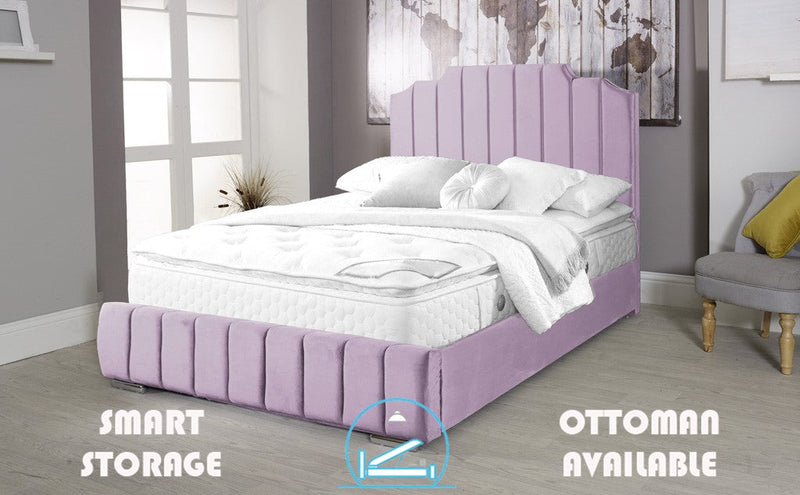 Art Deco 4ft Ottoman Bed Frame- Velvet Pink