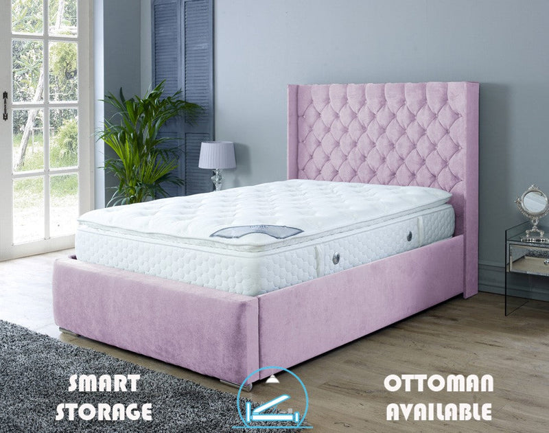 Rose 3ft Single Ottoman Bed Frame- Velvet Beige