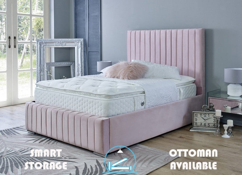 Turin 5ft Kingsize Ottoman Bed Frame- Velvet Pink