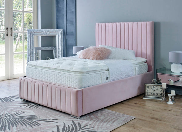 Turin 3ft Single Ottoman Bed Frame- Velvet Pink