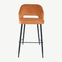 Sutton Velvet Bar Stool - Rust