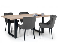Bently 1.8M Dining Table with 4 Cruz Grey Chairs - 4PC Full Dining Set