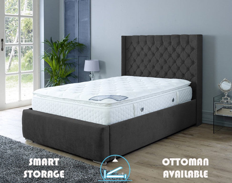 Rose 6ft Superking Ottoman Bed Frame- Velvet Grey