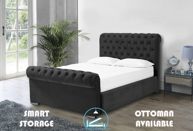 Benito 6ft Superking Ottoman Bed Frame- Velvet Beige