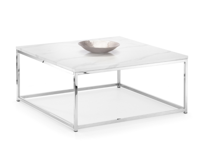 Olympia Coffee Table - White Marble & Silver