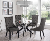 Hayu Round Dining Table with 4PC Veniti Dining Chair - Grey
