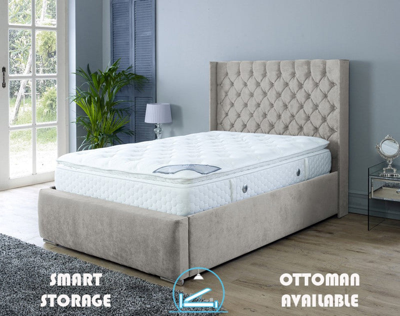Rose 3ft Single Ottoman Bed Frame- Velvet Beige