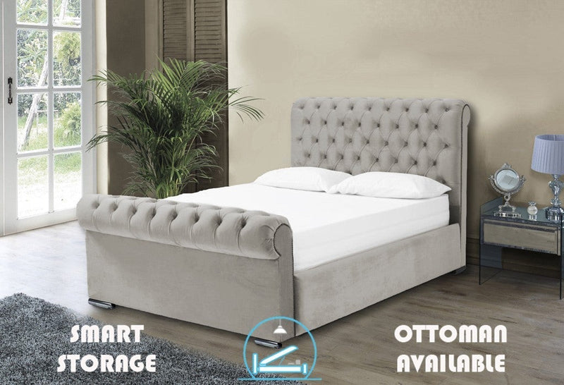 Benito 6ft Superking Ottoman Bed Frame- Velvet Beige
