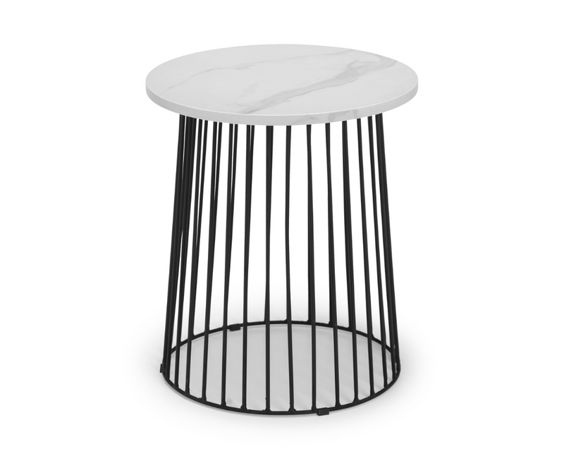 Jessi Round Wire Lamp Table - White Marble