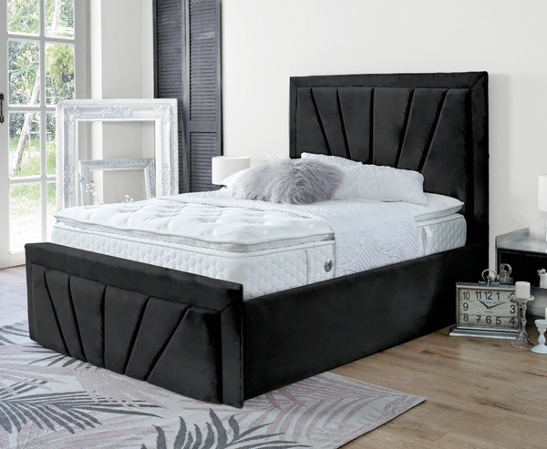 Starry 4ft Small Double Ottoman Bed Frame - Velvet Black