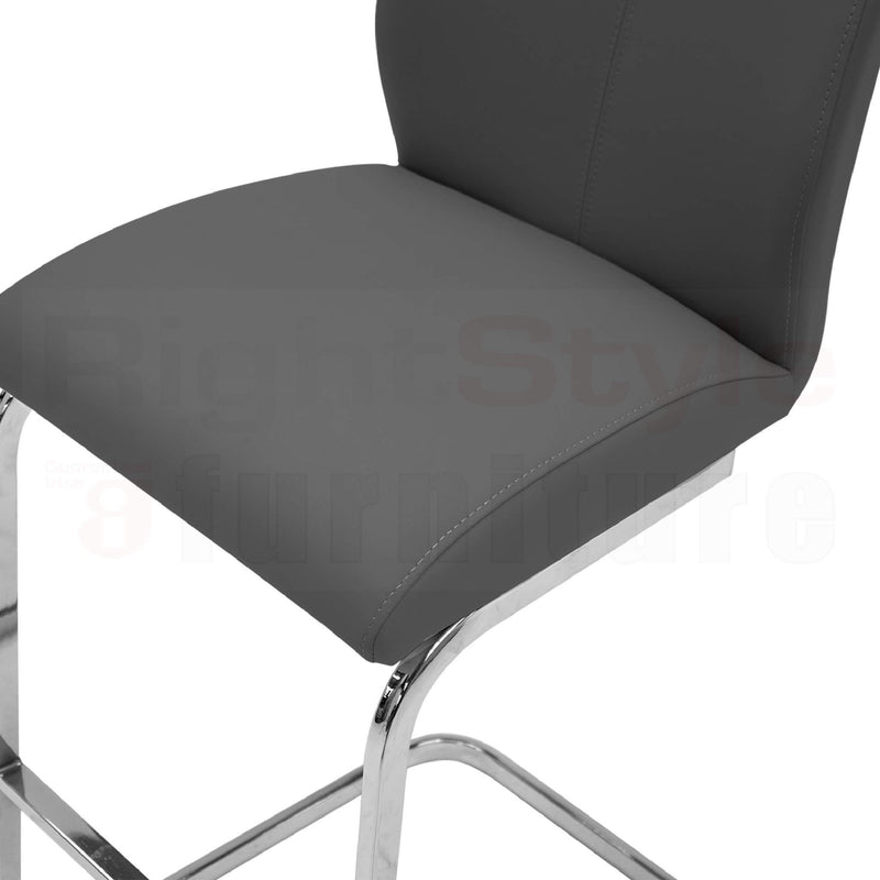 Set of 2 Elis Bar Chairs, Chrome Leg Grey