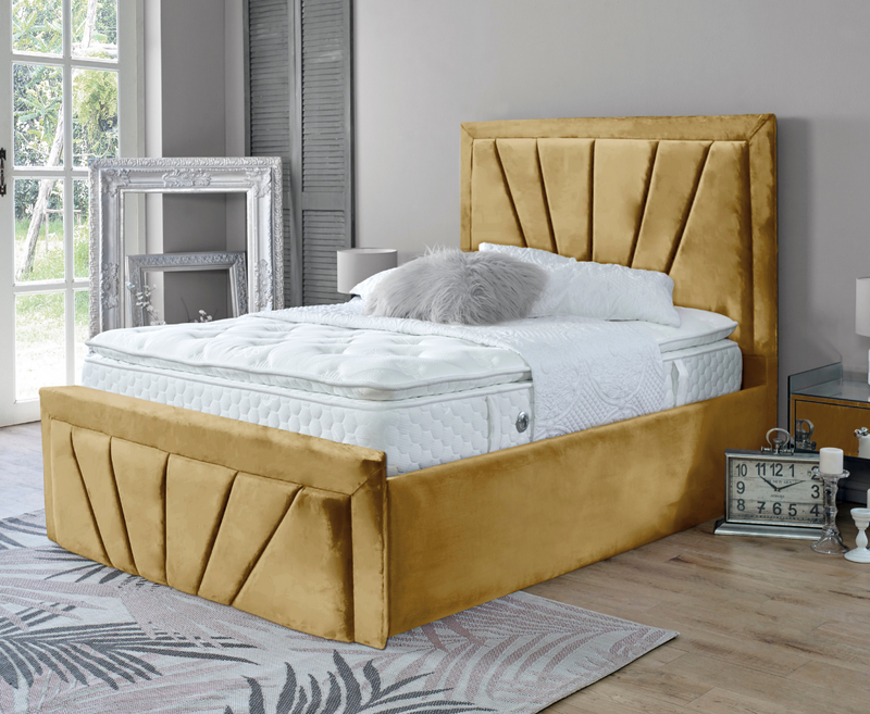 Starry 4ft6 Double Ottoman Bed Frame - Velvet Beige