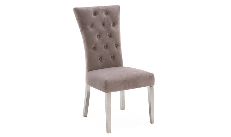 Pembroke Dining Chair, Polished Stainless Steel Taupe