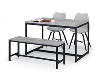 Perth Dining Table with Bench and Kari Grey Dining Chair - Full Set