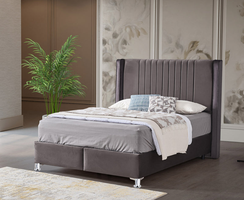 Roma 5ft Kingsize Ottoman Bed Frame - Cream | Grey