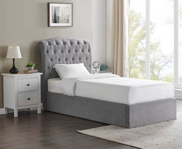 Riley Storage 3ft Single Bed Frame - Light Grey