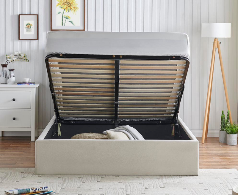 Riley Storage 5ft Kingsize Bed Frame - Cream