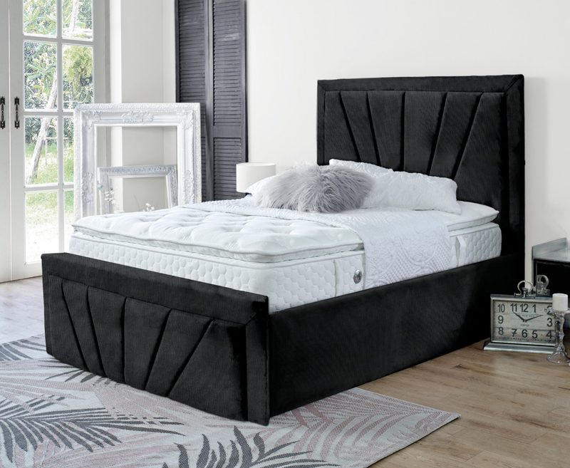 Starry 4ft Small Double Ottoman Bed Frame - Velvet Black