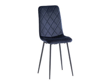 Bloom Velvet Dining Chair - Deep Blue with Black Leg